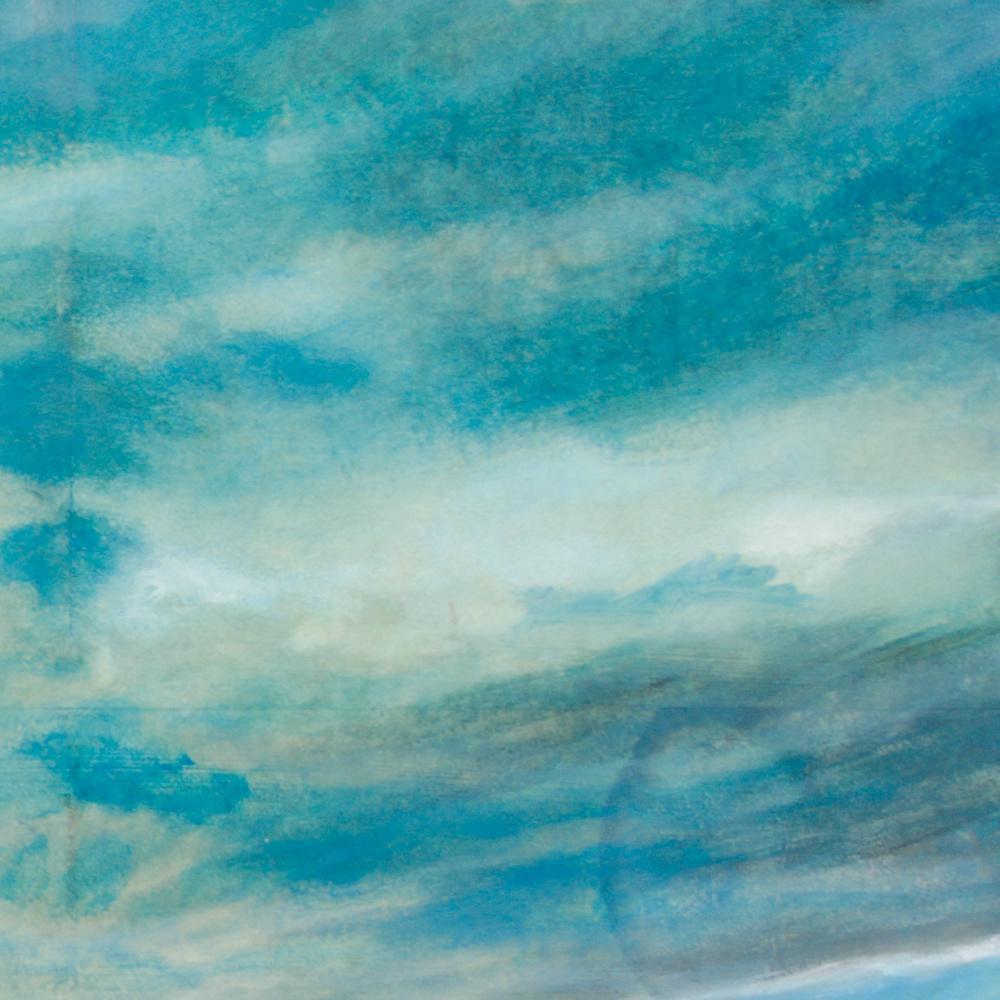 « Seaside #27 », Peinture de paysage maritime en techniques mixtes, mer, nuages et soleil en vente 7