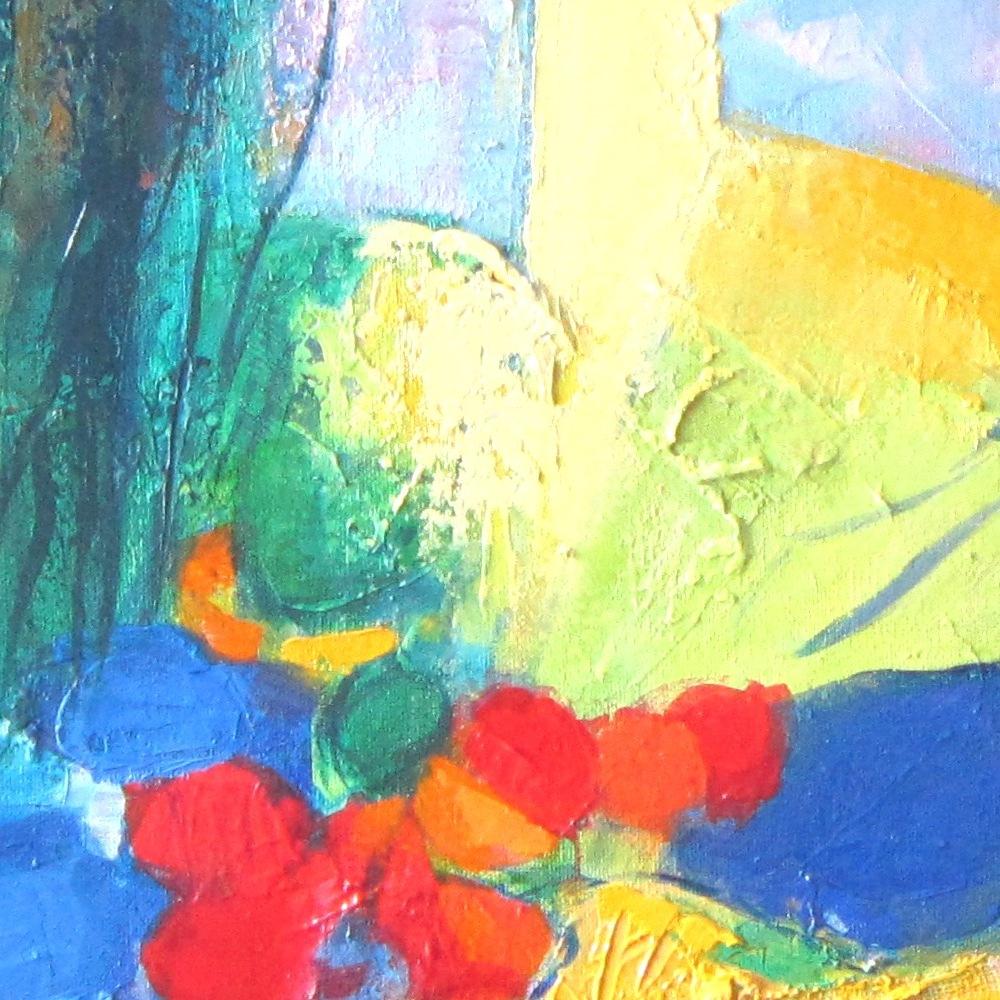 „Ein schöner Sommer“, farbenfrohes modernes Gemälde in Mischtechnik (Zeitgenössisch), Painting, von Andrée de Frémont