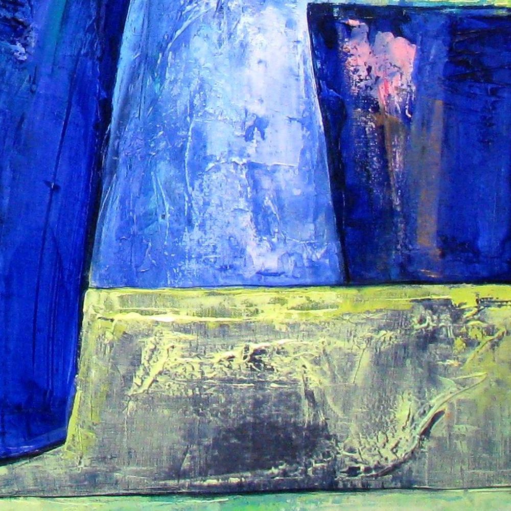 Peinture à l'huile technique mixte « Aniseed Color » représentant un bouquet de couleurs bleues en vente 9