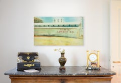 "Costruzioni #11", Quadro a tecnica mista vintage di Dierking Lumber Co Shed