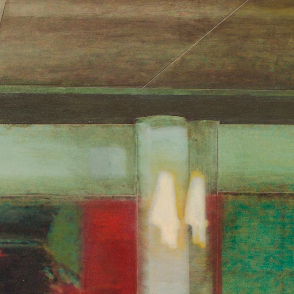 Esta obra de arte representa una vista de la cinta transportadora de equipajes de un aeropuerto.

Esta pieza fue creada con una técnica mixta de pintura acrílica sobre fotogramas en papel montados sobre un panel de madera.  Quedan visibles algunos