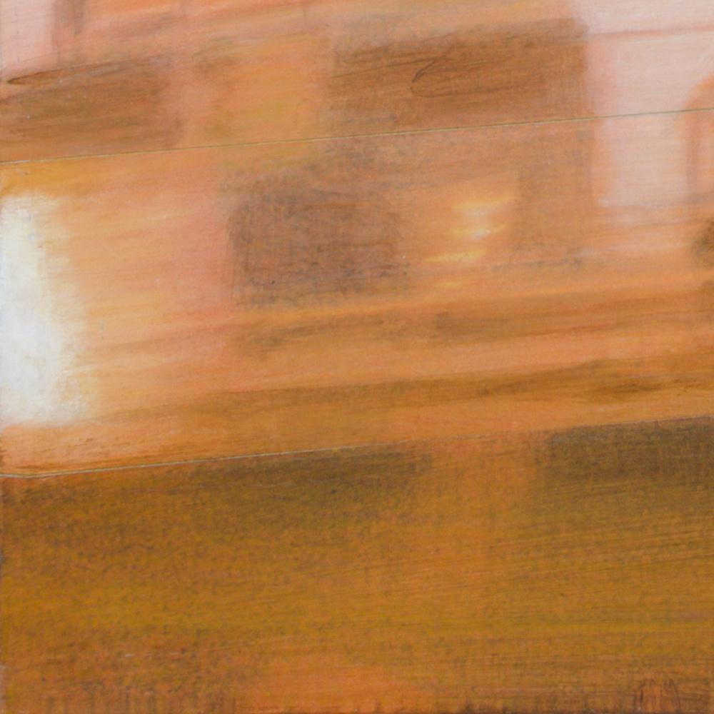 « Night Train #13 (Early Morning) », peinture de paysage urbain en techniques mixtes de Sepia en vente 13