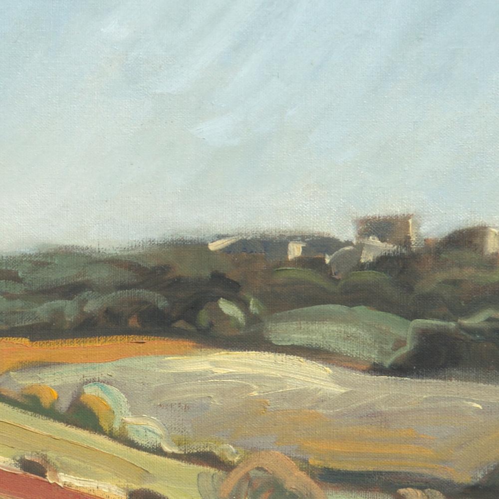 Peinture à l'huile impressionniste de paysage rural « From the Field to the Red Hill » (De la terre au terrain rouge) en vente 4