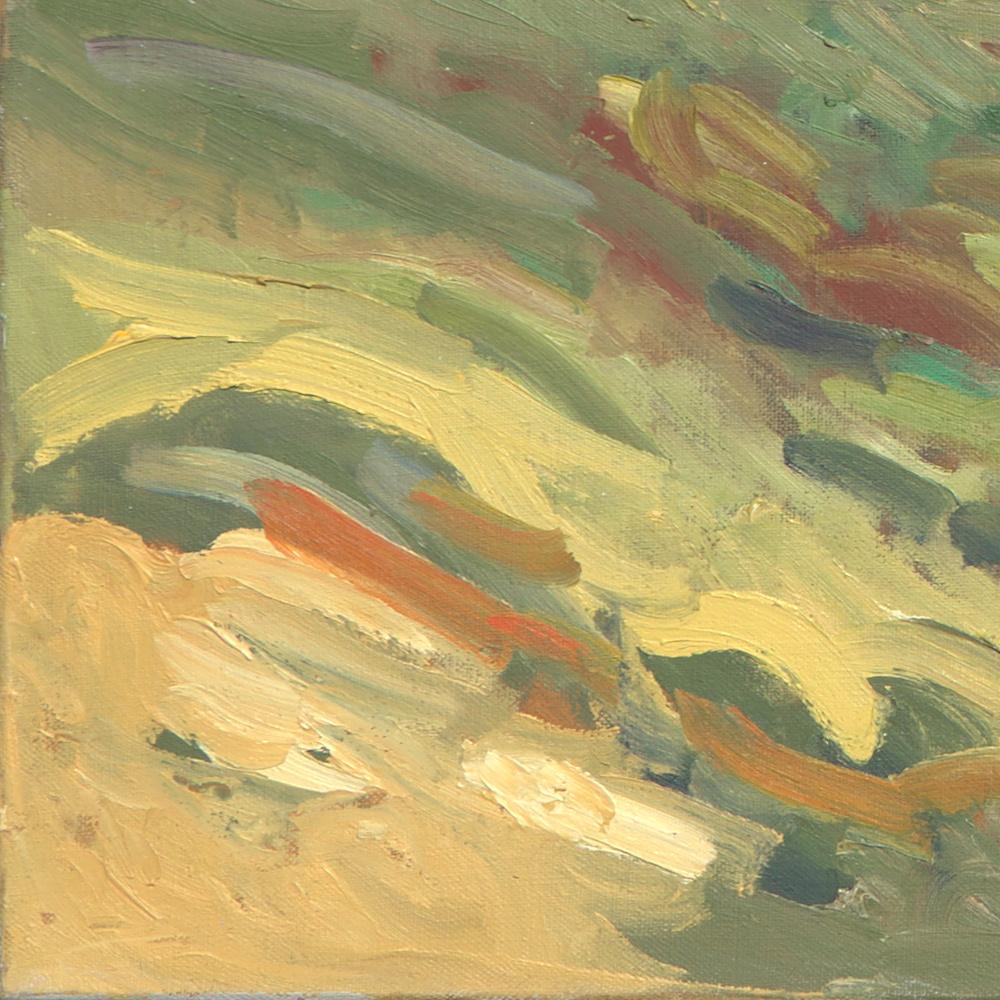 Peinture à l'huile impressionniste de paysage rural « From the Field to the Red Hill » (De la terre au terrain rouge) en vente 10