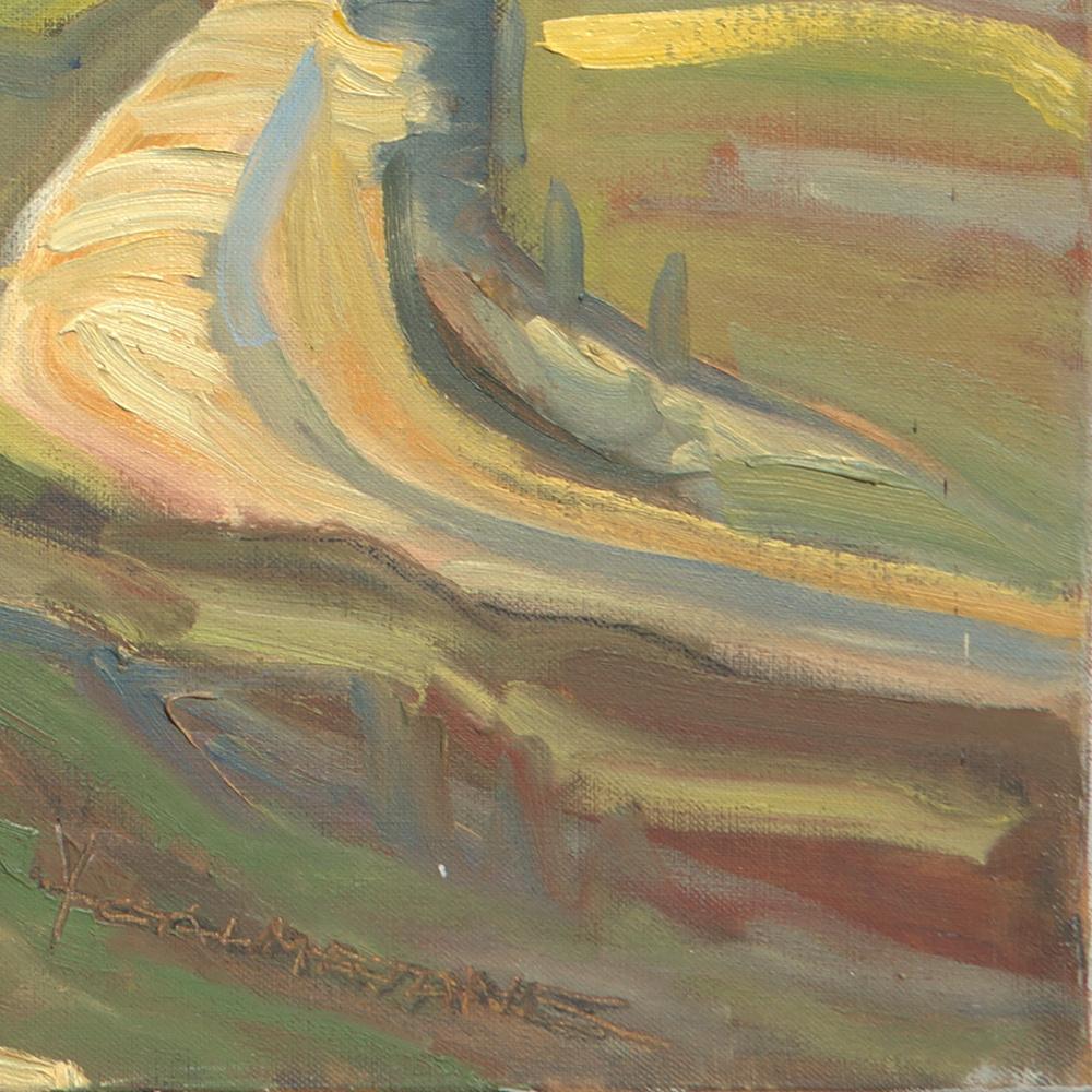 Peinture à l'huile impressionniste de paysage rural « From the Field to the Red Hill » (De la terre au terrain rouge) en vente 11