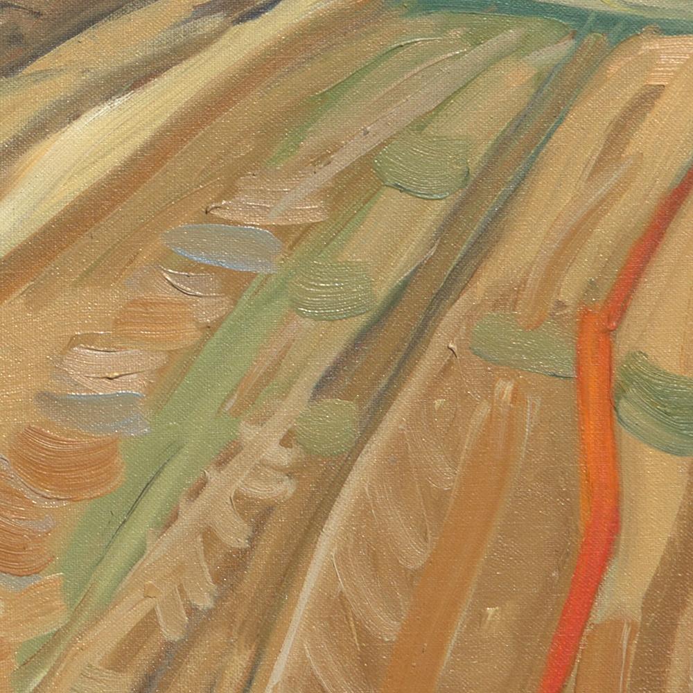 « Le bord du champ », peinture à l'huile impressionniste rurale en vente 2