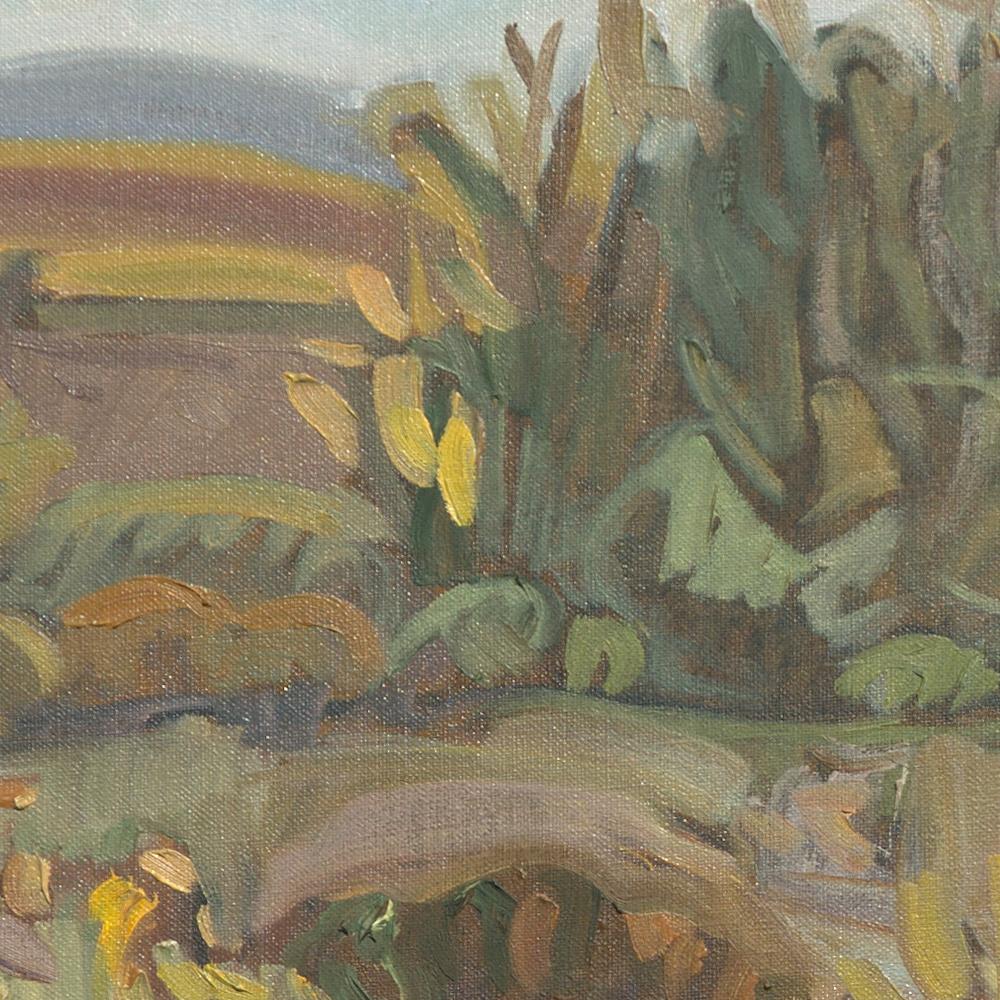 „The Edge of the Field“, Impressionistisches Ölgemälde einer ländlichen Landschaft, Öl im Angebot 4