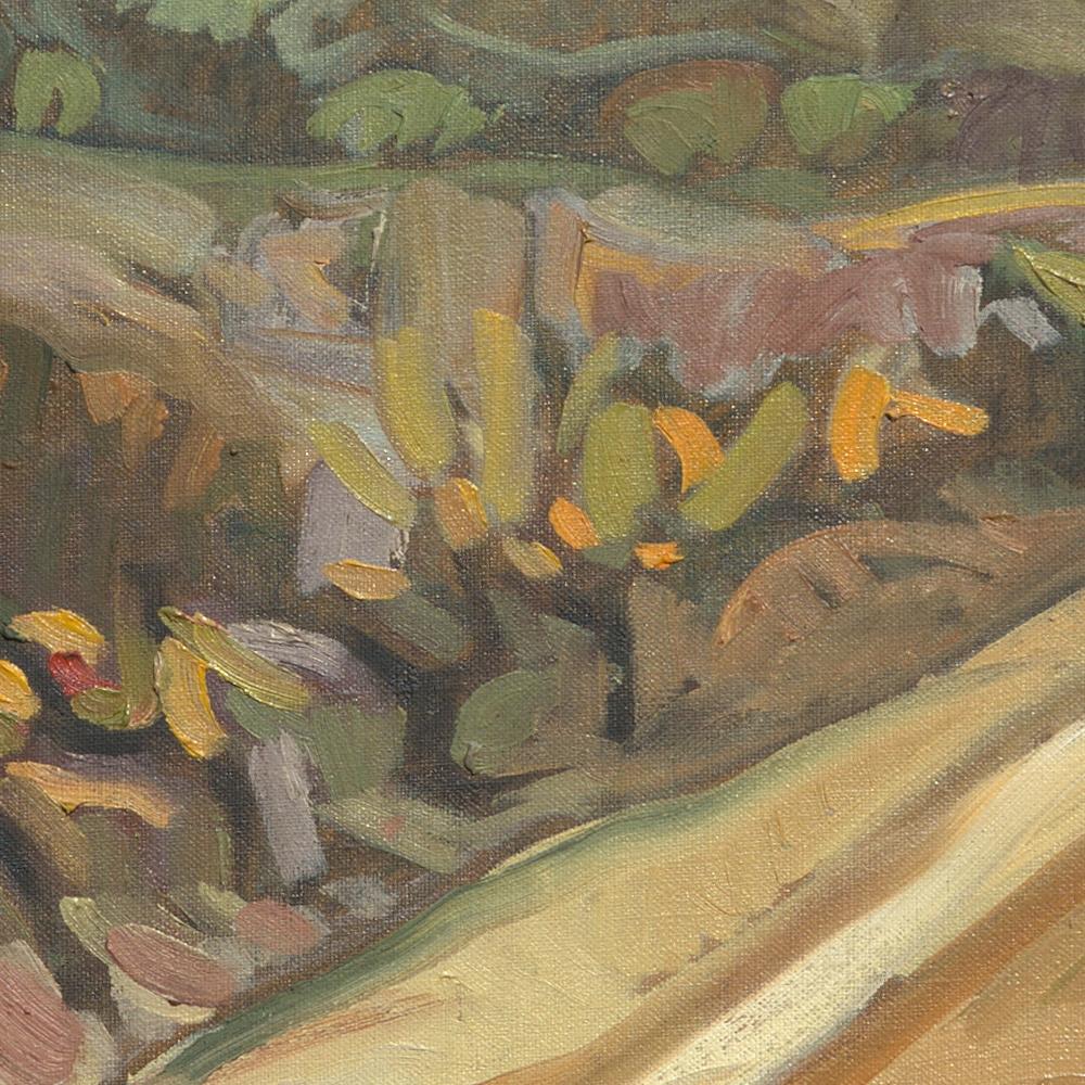 « Le bord du champ », peinture à l'huile impressionniste rurale en vente 6