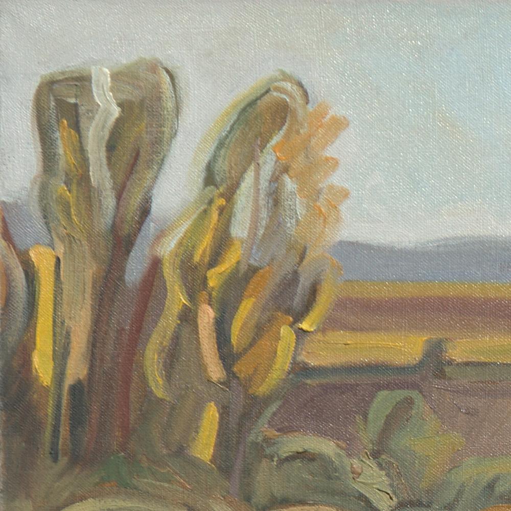 « Le bord du champ », peinture à l'huile impressionniste rurale en vente 8