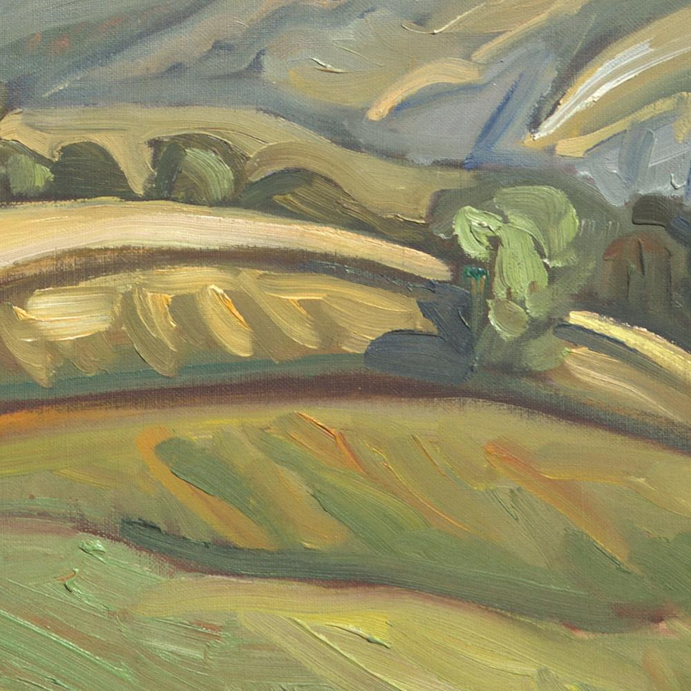 „Der gelbe Stufen“:: impressionistisches Ölgemälde einer ländlichen:: malerischen Landschaft 3
