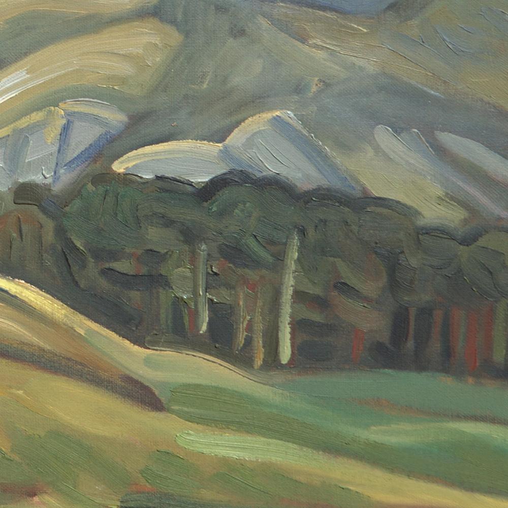 „Der gelbe Stufen“:: impressionistisches Ölgemälde einer ländlichen:: malerischen Landschaft 4