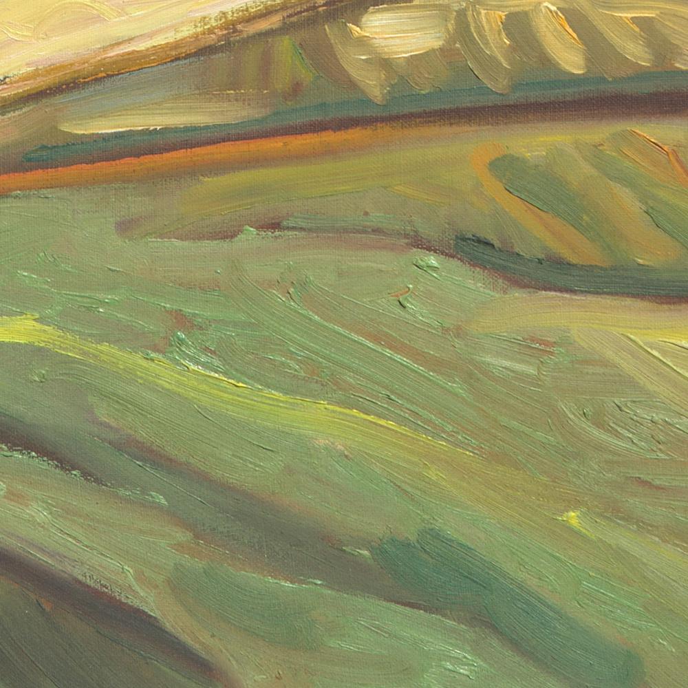 „Der gelbe Stufen“:: impressionistisches Ölgemälde einer ländlichen:: malerischen Landschaft 8