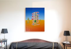 "Renaissance", Three Pisa-like Towers with Strange Pink Smoke Oil Painting