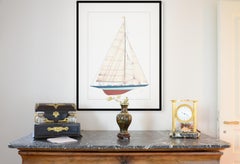 "Ranger", 1937 America's Cup Winner J-Class Racing Yacht Sailboat Ink on Paper