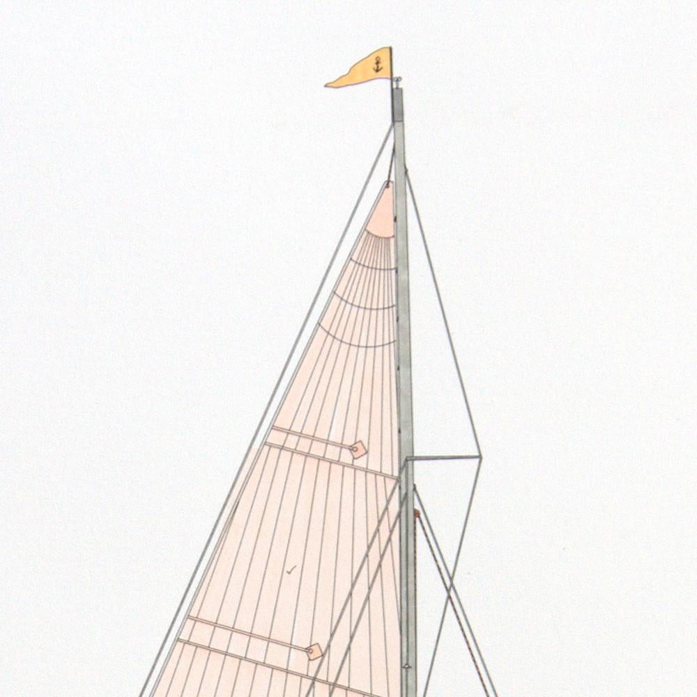 This artwork depicts the Ranger, last J-class racing yacht to race for the America's Cup, defeating the Endeavour II in 1937.

The artist can draw custom designs on demand, feel free to enquire with us.

The artwork is delivered with a mat, but not