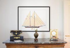 "Mohawk", Full Sail Black and Red Canadian Schooner Ink Drawing