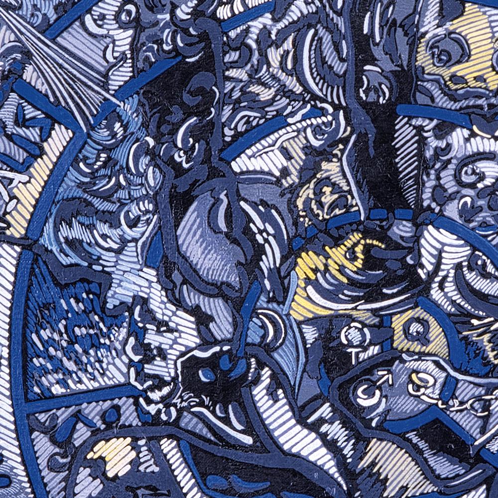 « Corona Borealis », Minotaure bleue assise, main ouverte et anges soufflants en vente 3