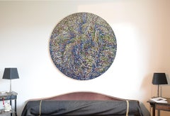 "Prométhée 4", aigle dévorant un héros mythologique Grande peinture acrylique circulaire