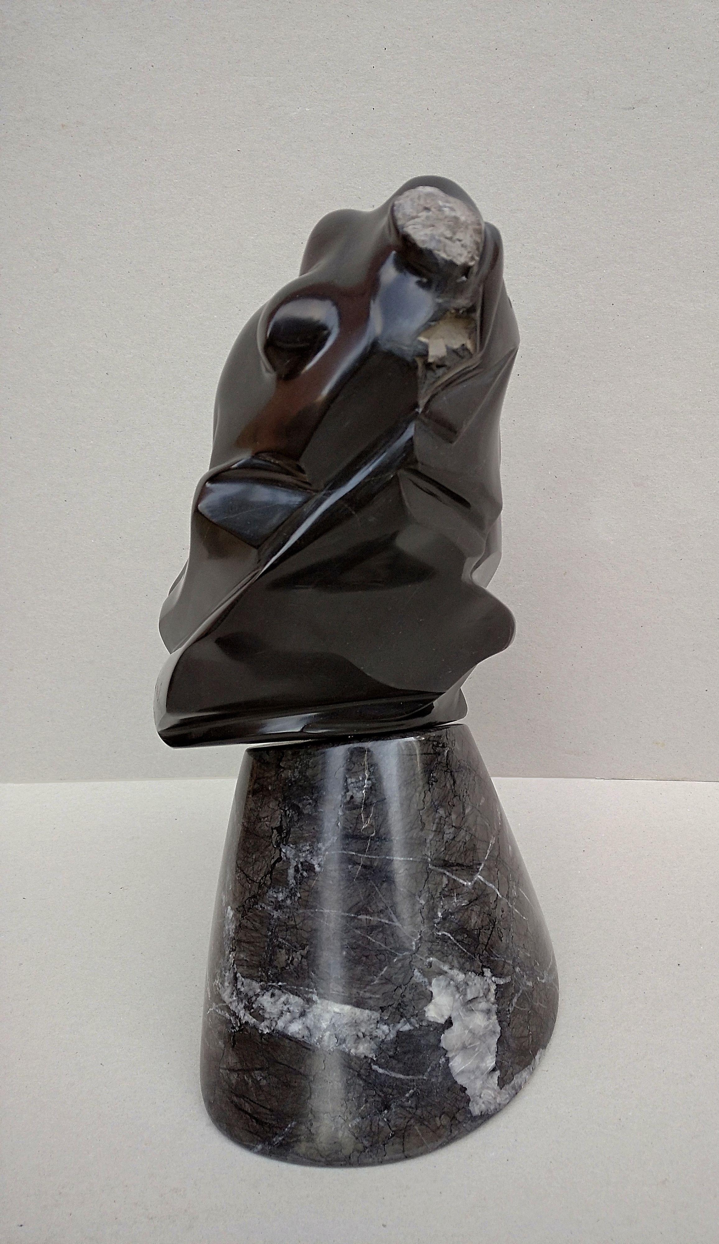 „“Buste Emport““, ungewöhnliche figurative weibliche Skulptur aus schwarzem Marmor, nackt  im Angebot 4
