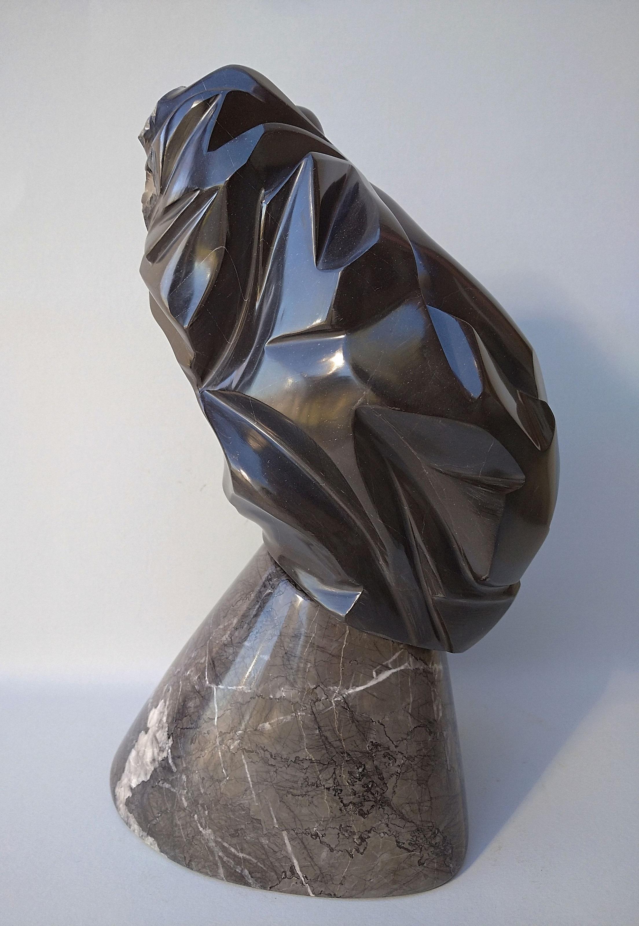 „“Buste Emport““, ungewöhnliche figurative weibliche Skulptur aus schwarzem Marmor, nackt  im Angebot 6