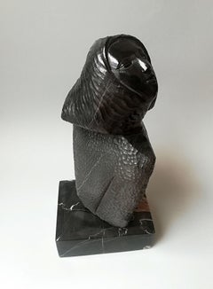 "Bust of a Woman", Figurative Sculpture Black Marble Female Bust