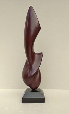 "Sublime", Sensual Dark Red Oak Wood Abstract Sculpture