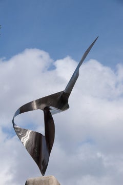Stainless Steel Blades on Marble Base, Indoors or Outdoors Abstract Sculpture