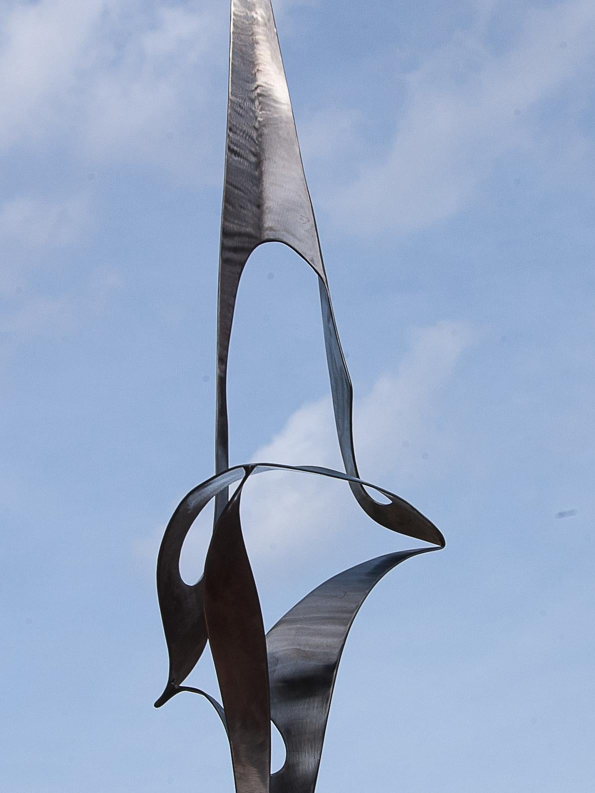 Questa scultura è realizzata in acciaio inossidabile 316L da Lutfi Romhein.  Una lastra di acciaio inossidabile di 2 mm di spessore è stata tagliata, piegata e saldata in alcuni punti di giunzione, con una finitura lucida e levigata.  La scultura è