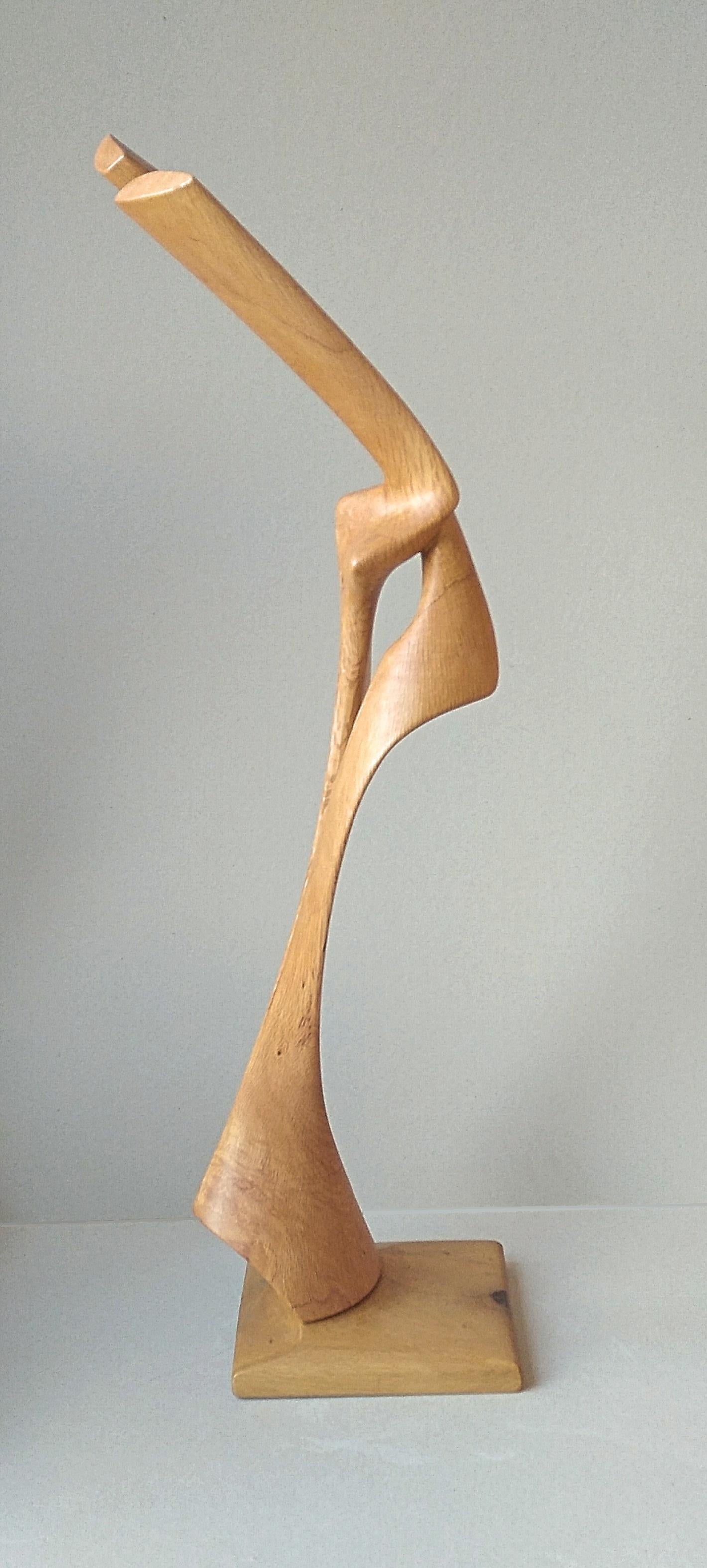 Virtuoso, Standing Oak Wood Pure Lines Abstract Sculpture For Sale 2