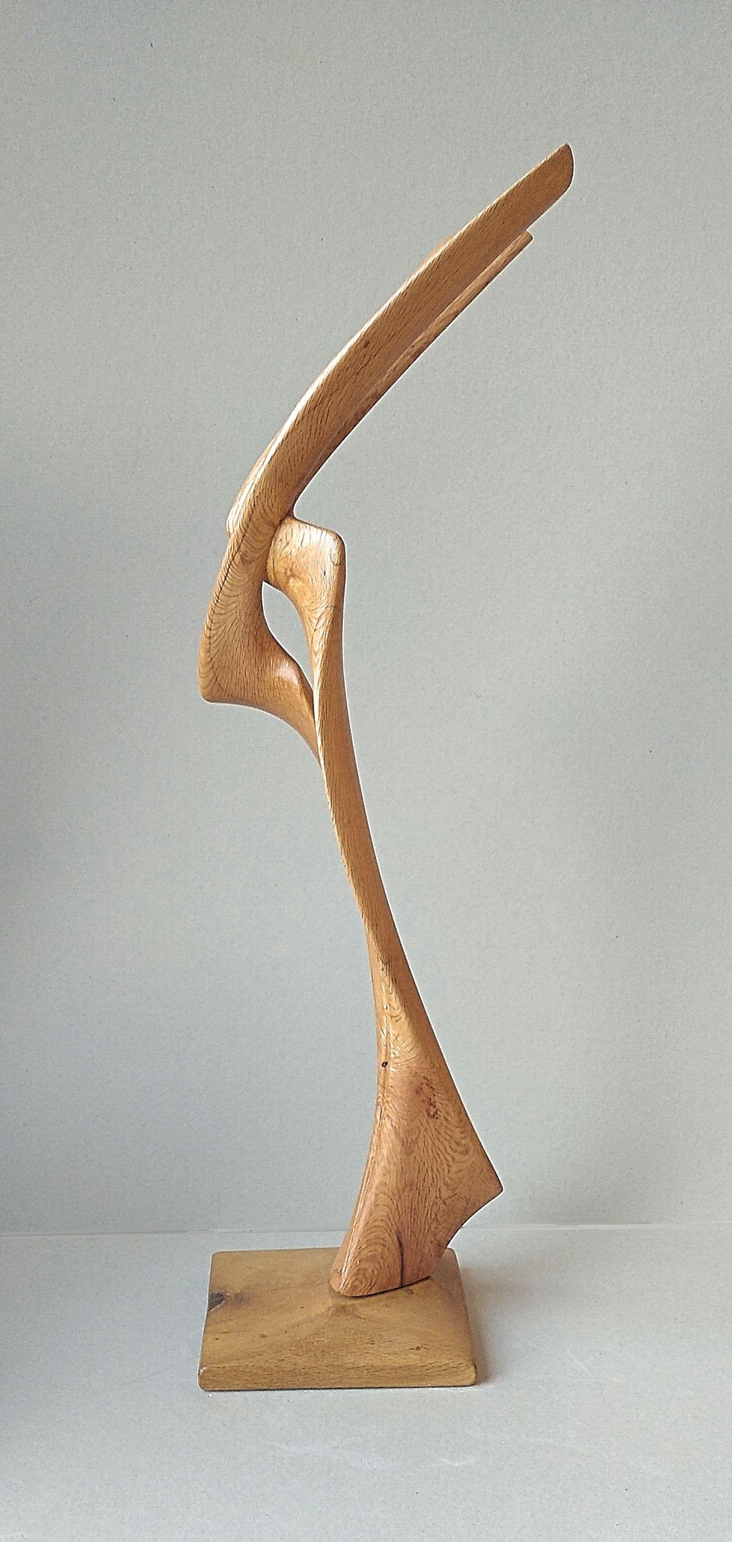 Virtuoso, Standing Oak Wood Pure Lines Abstract Sculpture For Sale 4