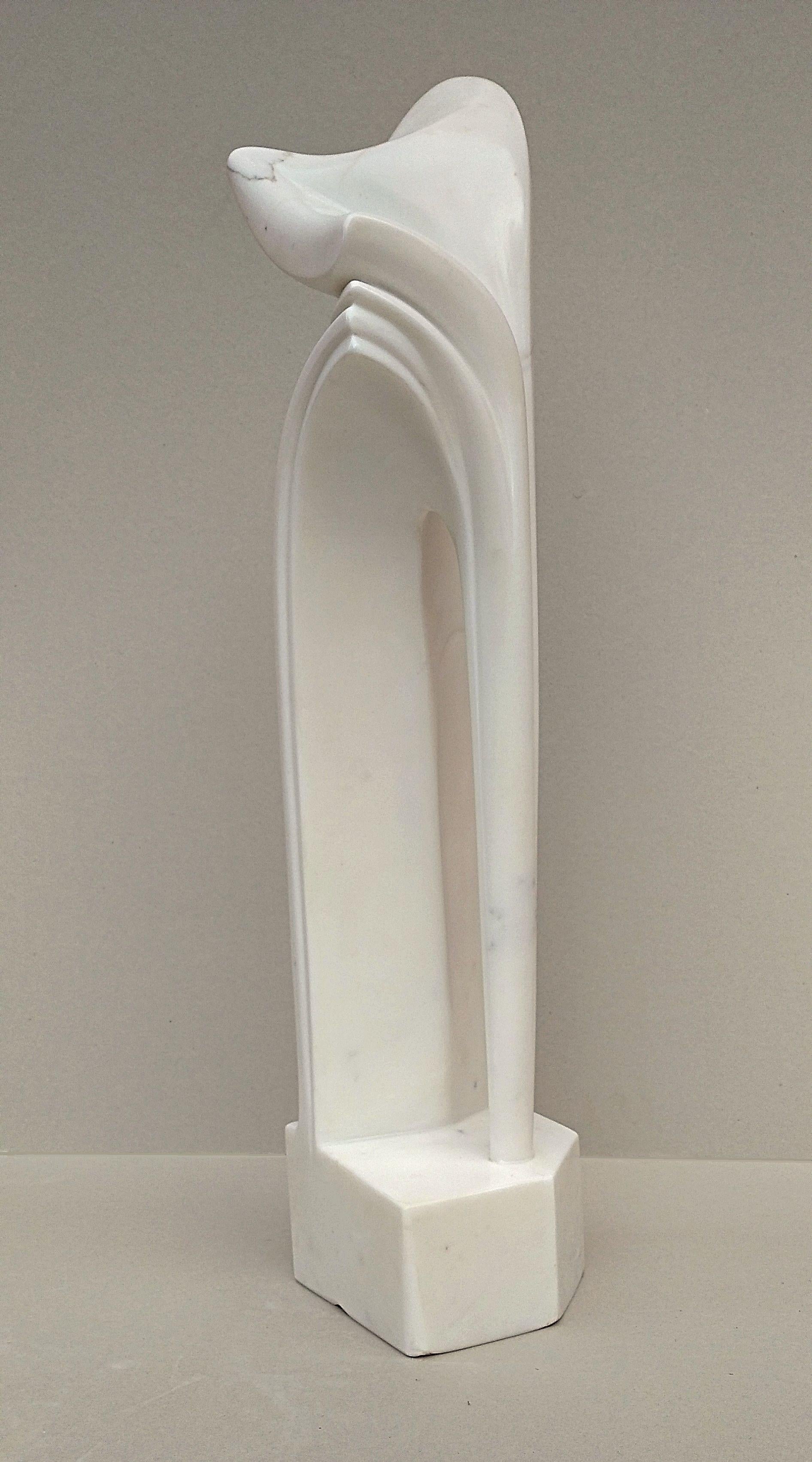 Arch, Sensual White Carrara Statuary Marble Stone Vertical Figurative Sculpture For Sale 1