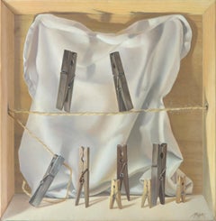 “The Tightrope Walkers”, Clothes Pins’ Performance, Symbolist Oil Painting