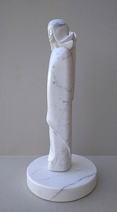 Angel, White Carrara Marble Stone Vertical Figurative Sculpture