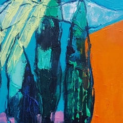 “Cypress Alley” French Riviera in the Light of the South, Mixed Media Painting