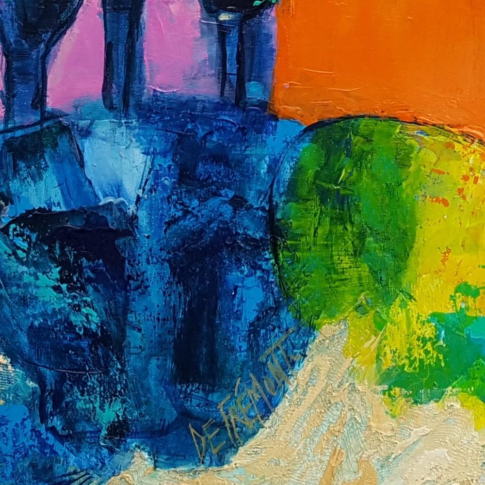 Mixed-Media-Gemälde „Zypressen Alley Französische Riviera in der französischen Riviera im Licht des Südens“ im Angebot 4