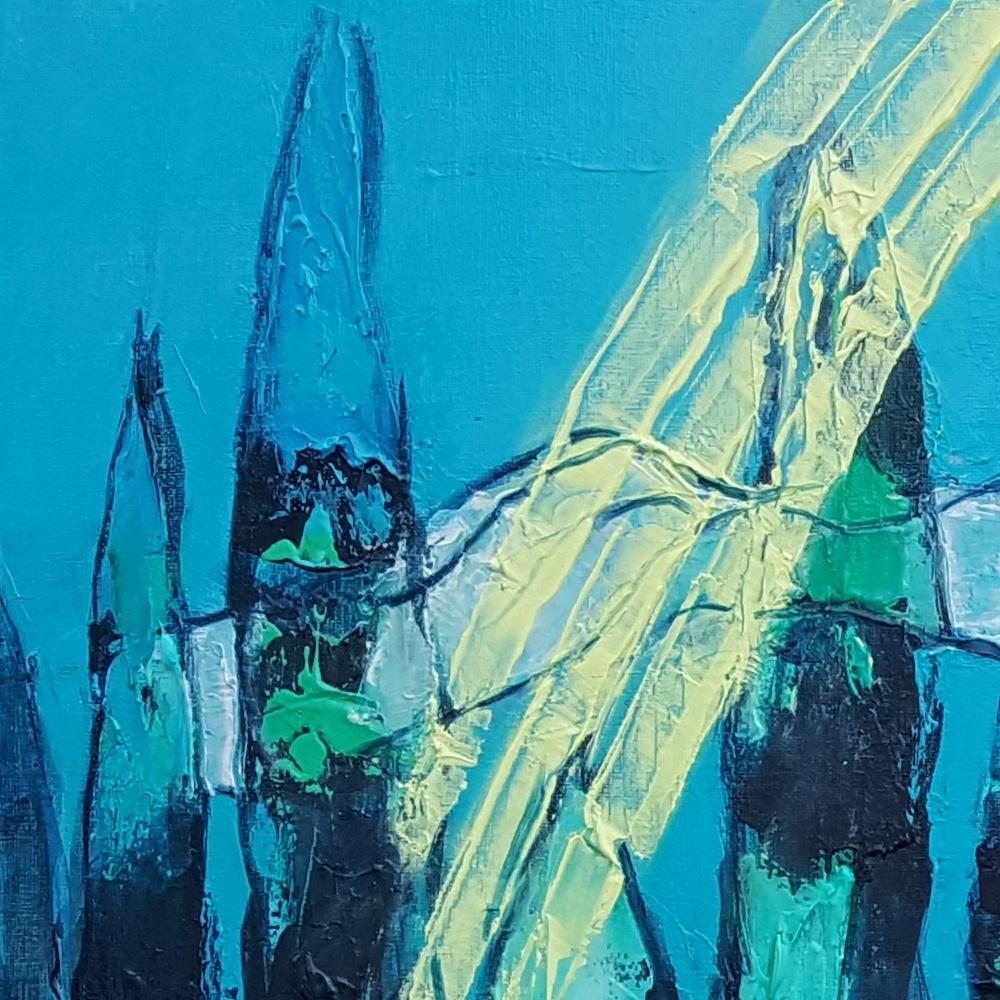 Mixed-Media-Gemälde „Zypressen Alley Französische Riviera in der französischen Riviera im Licht des Südens“ im Angebot 9
