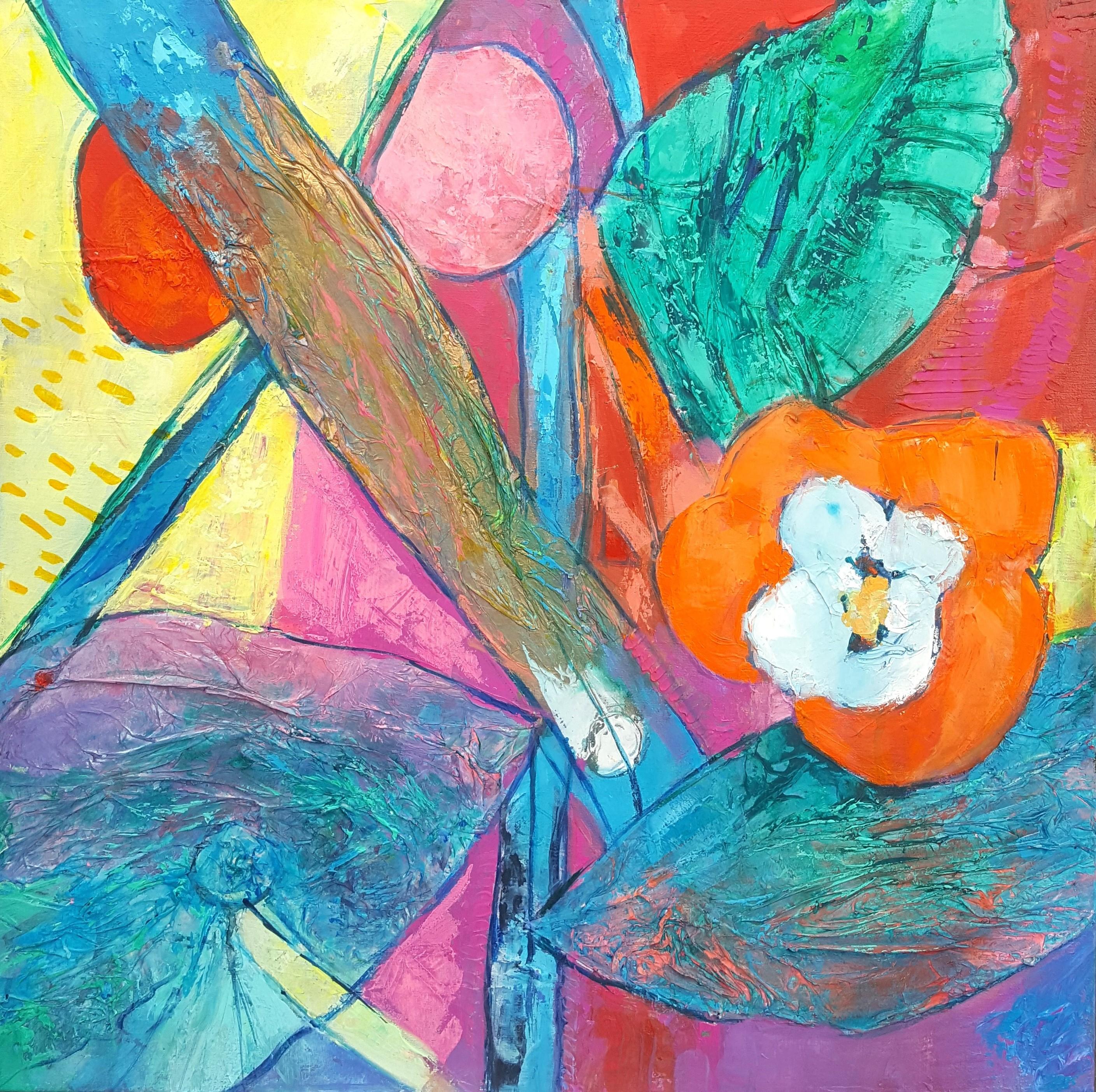 "Botanical Detail", Inspirations from Medlar Tree, Mixed Media Painting