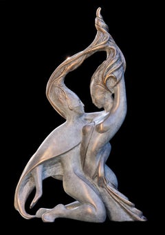 "Sap", Vigor Nude Embracing Couple Bronze Sculpture