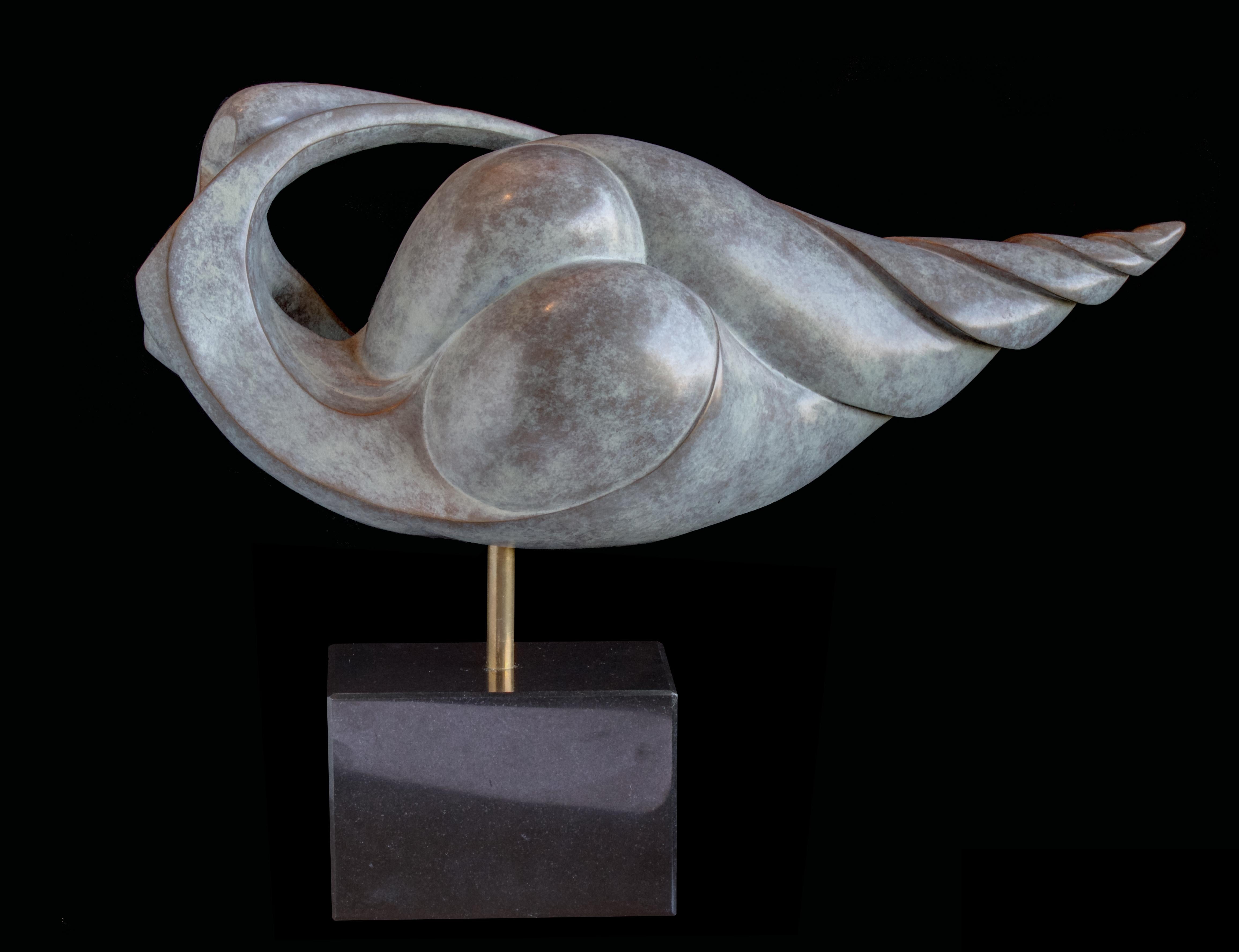 Isabelle Jeandot Nude Sculpture - "The Mermaid", Semi-Abstract Shell-Shaped Figurative Bronze Sculpture