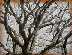 "Beech", Tree Inhabited by Human in Nature, Drawing and Watercolors on Paper