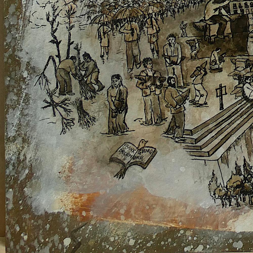 Ce dessin de Frank Girard est réalisé avec des pigments et de l'encre, sur du papier blanc neutre de 300g/m2. Il n'est pas encadré.

À travers des dessins, le magistral artiste français Frank Girard nous raconte l'histoire de ses rencontres et de