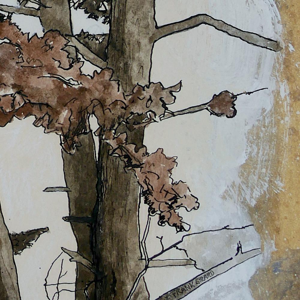 « Shepherds of Arcadia », arbres, humain dans la nature, pigments et dessin sur papier - Réalisme Art par Frank Girard