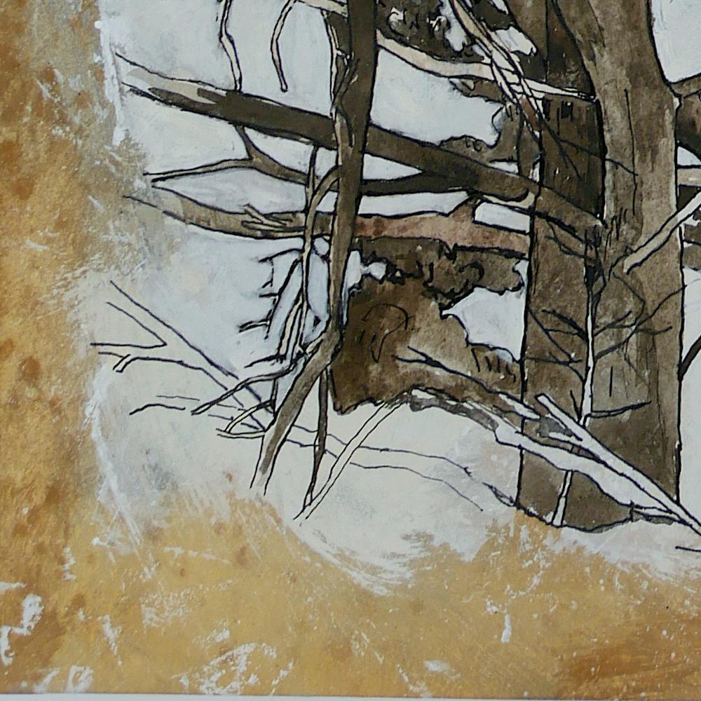 « Shepherds of Arcadia », arbres, humain dans la nature, pigments et dessin sur papier en vente 3