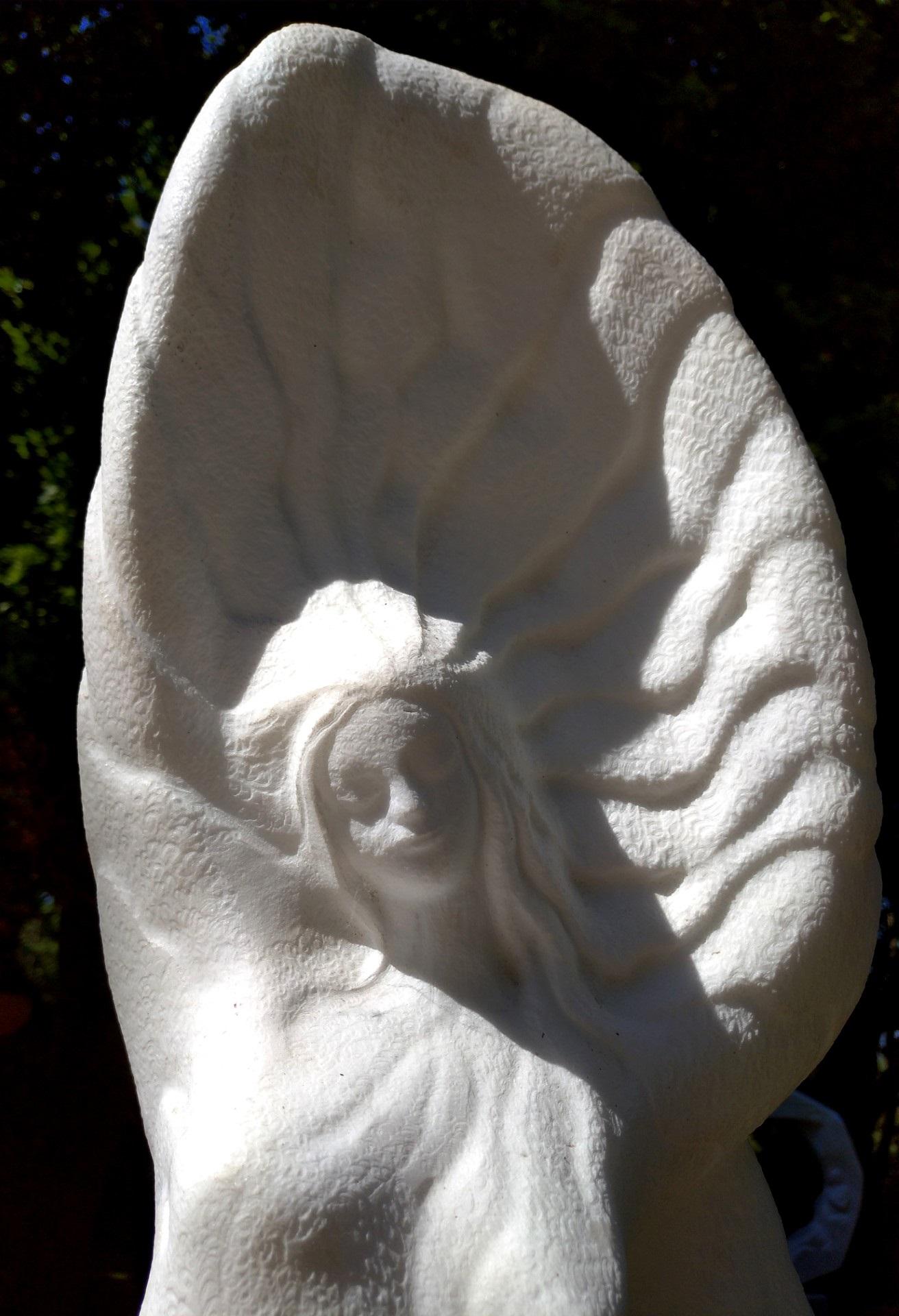 Celeste, White Carrara Marble Standing Female Silhouette Figurative Sculpture 1