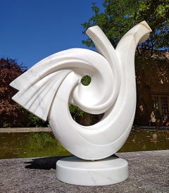 Cycles, White Carrara Statuary Marble Abstract Sculpture