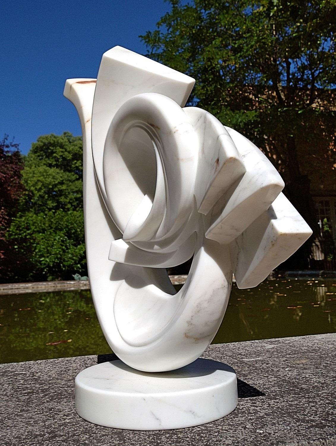 Cycles, White Carrara Statuary Marble Abstract Sculpture For Sale 4