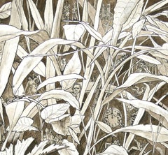 "The Trail", Grass Inhabited by Human, Chinese Ink and Wash Drawing on Paper