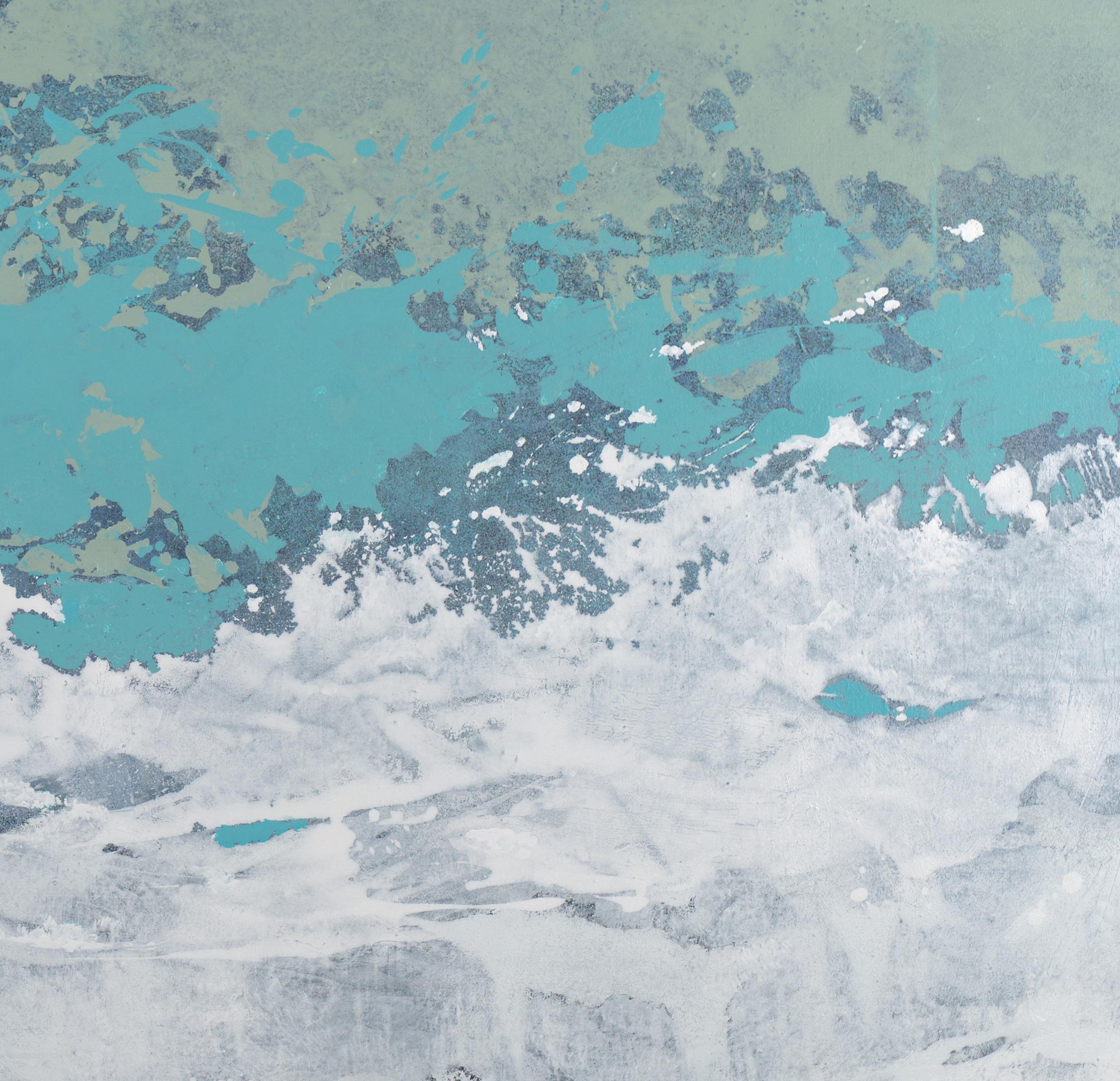 “Groundswell”, Minimalist Abstract Marine Landscape Turquoise Acrylic Painting For Sale 3