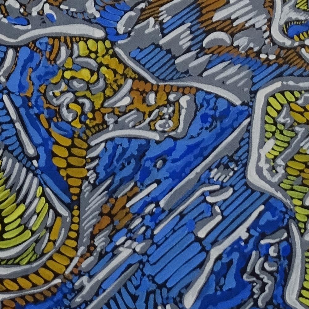 Peinture à l'acrylique mythologique « Labyrinthine paths » représentant Minotaur Daedalus en vente 3