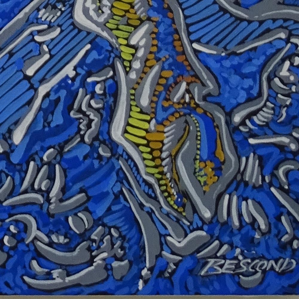 Peinture à l'acrylique mythologique « Labyrinthine paths » représentant Minotaur Daedalus en vente 11